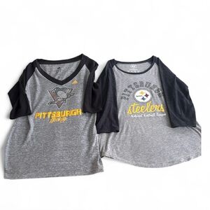 Adidas Pittsburgh Penguins V-Neck & ‘47 Brand Steelers NFL Shirts - Gray/Black